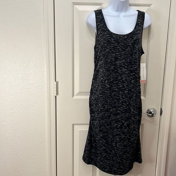 Liz Lang Maternity For Target Medium Black White Ebony Space Dye Midi Dress New - Picture 1 of 8